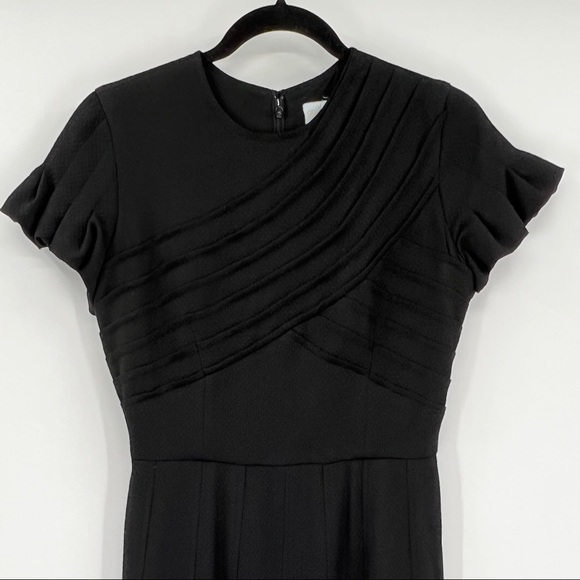 TRACY REESE New York Black Pleated Dress SZ 4 Form Fitting Cocktail Dresses - Picture 2 of 7